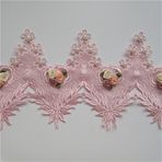 1 Yard Çiçek İnci Venedik Dantel Kenar Süsleme Kurdele 13,5 cm Genişlik Vintage Pembe Kenar Süslemeler Kumaş İşlemeli Aplike Dikiş El İşi Düğün Gelin Elbisesi Süsleme Dekorasyon Giysiler Nakış