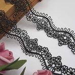 1 Yard Polyester Çiçek Dantel Kenar Süsleme Kurdele 6,8 cm Vintage Stil Siyah Süslemeler Venedik Kenar Kumaş Nakışlı Aplike Dikiş El İşi Düğün Gelin Elbisesi Parti Dekorasyon Giysileri Hediye El Sanatları