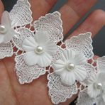 1 Yard Şifon Çiçekler İnci Venedik Dantel Kenar Trim Şerit 5,2 cm Genişlik Vintage Stil Beyaz Kenar Süslemeler Kumaş İşlemeli Aplike Dikiş El İşi Düğün Gelin Elbisesi Kendin Yap Parti Başörtüsü Başlık