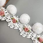 1 Yard Yumuşak Suni Kürk Top Çiçek Dantel Kenar Şerit Elmas Çiçek Süsleme Kumaş 7 cm Genişliğinde Vintage Beyaz Dantel Kırpma İşlemeli Kenar Aplike Dikiş El İşi Düğün Gelin Elbisesi Parti Giysileri Nakış