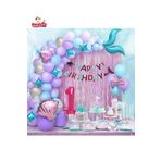 1 Yaş Deniz Kızı Banner Balon Mavi Mor Balonlar Folyo Saçak Perde Seti Doğum Günü Parti Süsü, 787874441112204