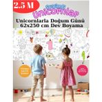 1 Yaş Doğum Günü Partisi Unicorn Temalı Dev Boyama Kağıdı | Eğitici Oyuncak, Kitap, Hediye - Tekli