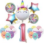 1 Yaş Gökkuşağı Konsepti Unicorn Temalı Doğum Günü Parti Kutlama Seti