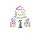 1 Yaş Gülen Gökkuşağı Rakam Folyo Balon Set