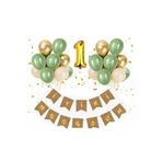 1 Yaş Kraft Gold Varaklı Iyi Ki Doğdun Banner Krom Gold Küf Yeşili Deniz Kumu Balon Set, 289745645213123546