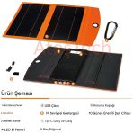 10.000 Mah Katlanabilir Güneş Enerjili Powerbank Çift Panelli 10W Enerji Gücü