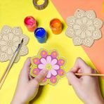 10 Ad Mandala Ahşap Boyama Otonom Gelişim Çocuk Etkinliği Çocuk Gelişimi - 10 Adet - Ham Sienna