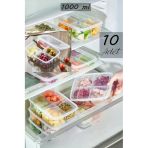 10 Adet 1 Kg Large 4 Bölmeli Öğünlük Et Sebze Saklama Kabı Buzluk Kuşbaşı Kurban Kıyma Kutusu