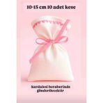 10 Adet 10×15 cm Nakışlı Ham Bez Beyaz Renk Kese Çok Amaçlı Bez Poşet