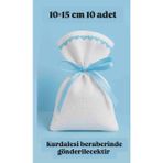 10 Adet 10×15CM Mavi Nakışlı Ham Bez Kese Çok Amaçlı Bez Poşet
