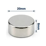 10 Adet - 20x8 Mm Neodyum Mıknatıs Neodim Magnet Yuvarlak