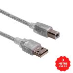 10 Adet 3 Metre Usb 2.0 Kaliteli Şeffaf 3 Metre Usb Yazıcı Kablosu Hp Brother Printer Kablosu 3M 10 Adet
