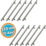 (10 Adet) 320 Mm Titanyum Renk Metal Mobilya Mutfak Dolap Çekmece Dolabı Kulbu Kulpu Kulpları