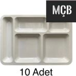 10 Adet 5 Gözlü Kırılmaz Plastik Tabldot Tabağı Beyaz Self Servis Tabildot Tabilot Tabak