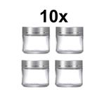 10 Adet 50 ml Boş Şeffaf Cam Seyahat Krem ve Organizer Kavanozu Kozmetik Şişesi