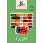 10 Adet 650ML Ekonomik Plastik Buzdolabı Dondurucu Erzak Sızdırmaz Saklama Kabı Buzluk Organizer - Şeffaf - 650 ml