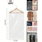 10 Adet 70*120 cm Şeffaf Elbise Poşeti, Askı Delikli Omuz Kesimli Koruyucu Elbise Kıyafet Hurcu - 70cmx120cm