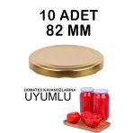 10 Adet 82Mm Metal Konserve Kavanoz Kapağı Gold