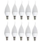 10 Adet 8W Günışığı Sarı Işık LED Mum Kıvrık Ampul Avize Ampulü E14 Ince Duylu 3200K