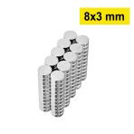 10 Adet 8X3mm Yuvarlak Neodyum Mıknatıs Güçlü Nikel Kaplamalı Kaliteli Dayanıklı Magnet