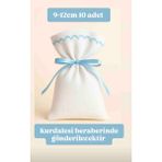 10 Adet 9×12 cm Mavi Nakışlı Ham Bez Kese Çok Amaçlı Bez Poşet
