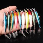 10 Adet 9cm 7.2gr Tüylü Minnow Rapala Suni Spin Olta Balık Yemi