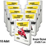 10 Adet A4 (21X29.7) Duvar Tipi Akrilik Broşürlük Standı - Evrak Rafı