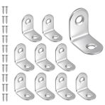 10 adet açılı bağlantı, paslanmaz çelik açılı metal açı 90 derece L şeklinde mobilya açısı küçük açı metal 20 vida ile ahşap mobilya masa sandalye için (20 x 20 x 16 mm, 16)