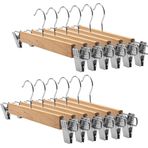 10 Adet Ahşap Bambu Etek Pantolon Askı | Mandallı Metal Uçlu Etek, Elbise, Eşarp, Şal Askısı