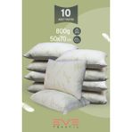 10 Adet Bamboo Serisi Kılıflı Fermuarlı Yıkanabilir Antialerjik Silikon Elyaf Yastık 50x70cm 800 gr - 50 x 70 cm - Beyaz