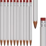 10 adet basmalı kurşun kalem, plastik, ahşap görünümlü, silgi ile, şaft ucunda baskı olarak, 1 x 0,7 mm kurşun kalem ucu dahil, okul, ofis, ev ve üniversite, 6 renkte (beyaz)