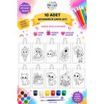 10 Adet Boyanabilir Bez Çanta Seti 30x40 cm – 6 Renk Akrilik Boya ve Fırça Dahil