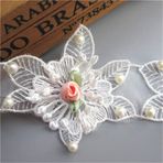 10 adet Çiçek Dantel Şerit Kenar Süsü İnci Boncuklu Peçe Çiçekli Yapraklar 6,7 x 6,5 cm / 2,64 x 2,56 inç Beyaz Kenar Süslemeleri Kumaş İşlemeli Aplike Dikiş El İşi Düğün Gelin Elbisesi Süsleme (Stil 1)