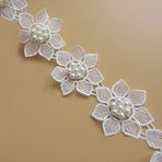 10 adet Çiçek Dantel Şerit Kenar Süsü İnci Boncuklu Tomurcuklar Gipür Çiçekli 5*5 cm / 2*2 inç Genişlik Vintage Beyaz Kenar Süslemeler Kumaş İşlemeli Aplike Dikiş El İşi Elbise Kostüm Ev Süsleme