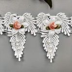10 adet Çiçek İnci Boncuk Çiçekli Yaprak Dantel Şerit Kenar Süs 5,2 x 7,7 cm / 2"*3" Geniş Vintage Stil Kenar Süslemeler Kumaş İşlemeli Aplike Dikiş El İşi Düğün Gelin Elbisesi Dekorasyon (Beyaz)