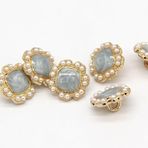 10 adet çiçek inci kadın gömlek altın Metal Vintage giyim için düğmeler ceket gelinlik dekoratif dikiş aksesuarları (Color : Blue, Size : 12mm 10pcs)