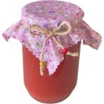 10 Adet Çıtır Çiçekli Kavanoz Kapağı Örtüsü ve Boncuklu Bağlama Ipi - Pembe