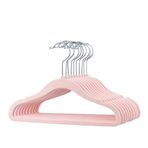 10 Adet Çocuk Bebek Askısı, Kadife Kaymaz Sağlam Elbise Askısı, 360 Derece Döner Kancalı Gömlek Pantolon Tshirt Mont Askı (Pembe)