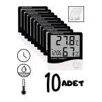 10 Adet Dijital Termometre Sicaklik Ve Nem Olcer Masa Saati Alarm 10Adet-Htc-1 A33-10 Adet