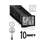 10 Adet Dijital Termometre Sıcaklık Ve Nem Ölçer Masa Saati Alarm