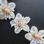 10 adet elmas desenli çiçek mini renkli tomurcuklar yıldız şekilli çiçekli dantel kenar süsleme kurdelesi 5,5 cm / 2,17 inç genişlik vintage beyaz kenar kırpma kumaş işlemeli aplike dikiş el işi düğün gelin elbisesi dekoru