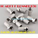 10 Adet F Konnektör Jak Aparat Uydu Anten Kablo Ucu