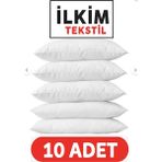 10 Adet Fermuarlı Beyaz Pamuk Iç Yastık Kılıfı Astar 50X70 cm - 50 x 70