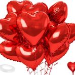 10 adet folyo balon, kırmızı, kalp şeklinde balon düğün, kalp helyum balon, düğün kutlaması, yıl dönümü, nişan, doğum günü, sevgililer günü parti dekorasyonu için uygundur