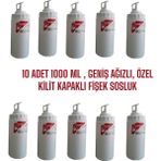 10 Adet Geniş Ağızlı ,özel Kilit Kapaklı ,fişek Sosluk,(Beyaz),ketçap Şişesi, Mayonez Şişesi, Hardal Şişesi, Çikolata Şişesi, Yağlık,sirkelik, Limonluk - 1 lt