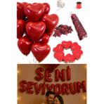 10 Adet Kalpli Balon 10 Adet Kalpli Mum Gül Kurusu Seni Seviyorum Folyo Balon Sevgili Özel Gün Doğum Günü