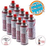 (10 Adet) Kamp Gazı Bütan Propan Tüpü Portatif Ocak Kartuşu Tek Kullanımlık Pürmüz 400 Ml 227 Gr
