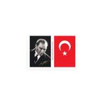 10 Adet Küçük Sticker Mustafa Kemal Atatürk Türk Bayrağı Hayatta En Hakiki Mürşit İlimdir 3lü Set
