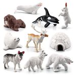 10 ADET Kutup Hayvanları Figürleri, Diorama Okul Projesi için Kutup Hayvanları Figürleri, Kutup Ayısı Geyiği Arcitc Tilki Kurt ile Kutup Tundra Hayvan Oyuncak Seti