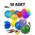 10 Adet Lastikli Zıpzıp Balon İpli Punch Panç Büyük Balon